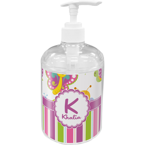 Custom Butterflies & Stripes Acrylic Soap & Lotion Bottle (Personalized)