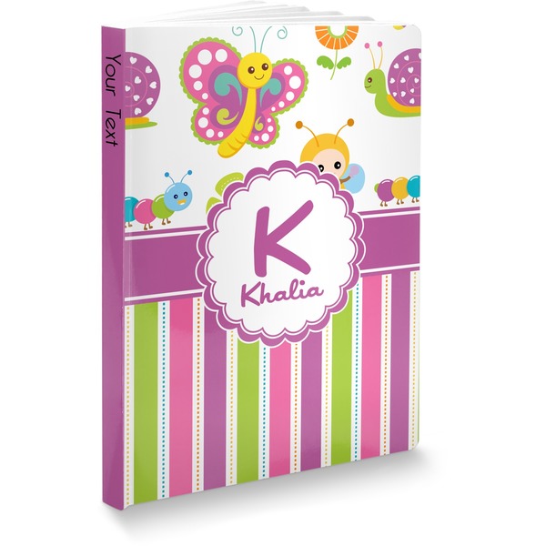 Custom Butterflies & Stripes Softbound Notebook - 7.25" x 10" (Personalized)