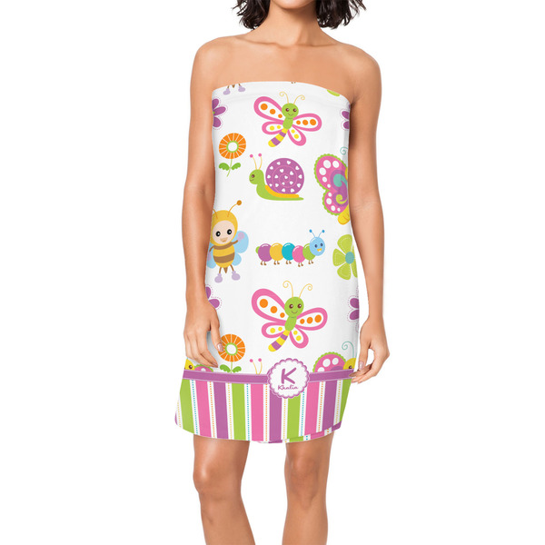 Custom Butterflies & Stripes Spa / Bath Wrap w/ Name and Initial