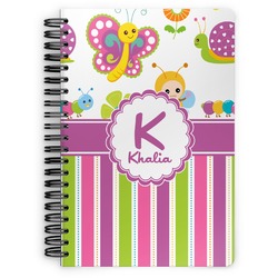 Butterflies & Stripes Spiral Notebook - 7x10 w/ Name and Initial