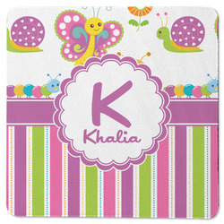 Butterflies & Stripes Square Rubber Backed Coaster (Personalized)