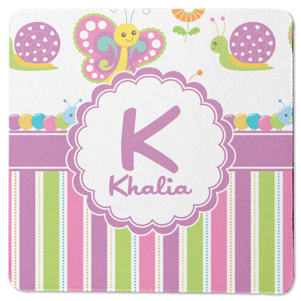 Custom Butterflies & Stripes Square Rubber Backed Coaster (Personalized)