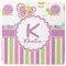 Butterflies & Stripes Square Rubber Backed Coaster (Personalized)