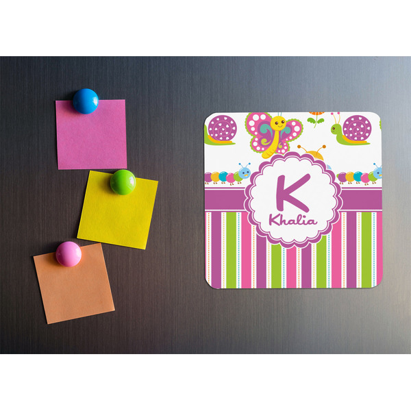Butterflies & Stripes Square Fridge Magnet - LIFESTYLE