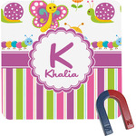 Butterflies & Stripes Square Fridge Magnet (Personalized)