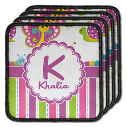 Butterflies & Stripes Iron On Square Patches - Set of 4 w/ Name and Initial