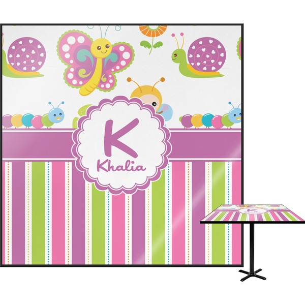 Custom Butterflies & Stripes Square Table Top (Personalized)