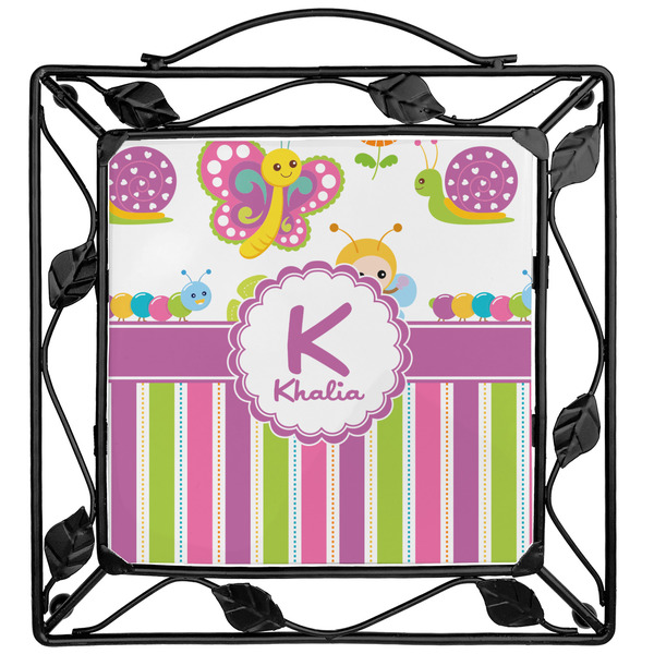 Custom Butterflies & Stripes Square Trivet (Personalized)