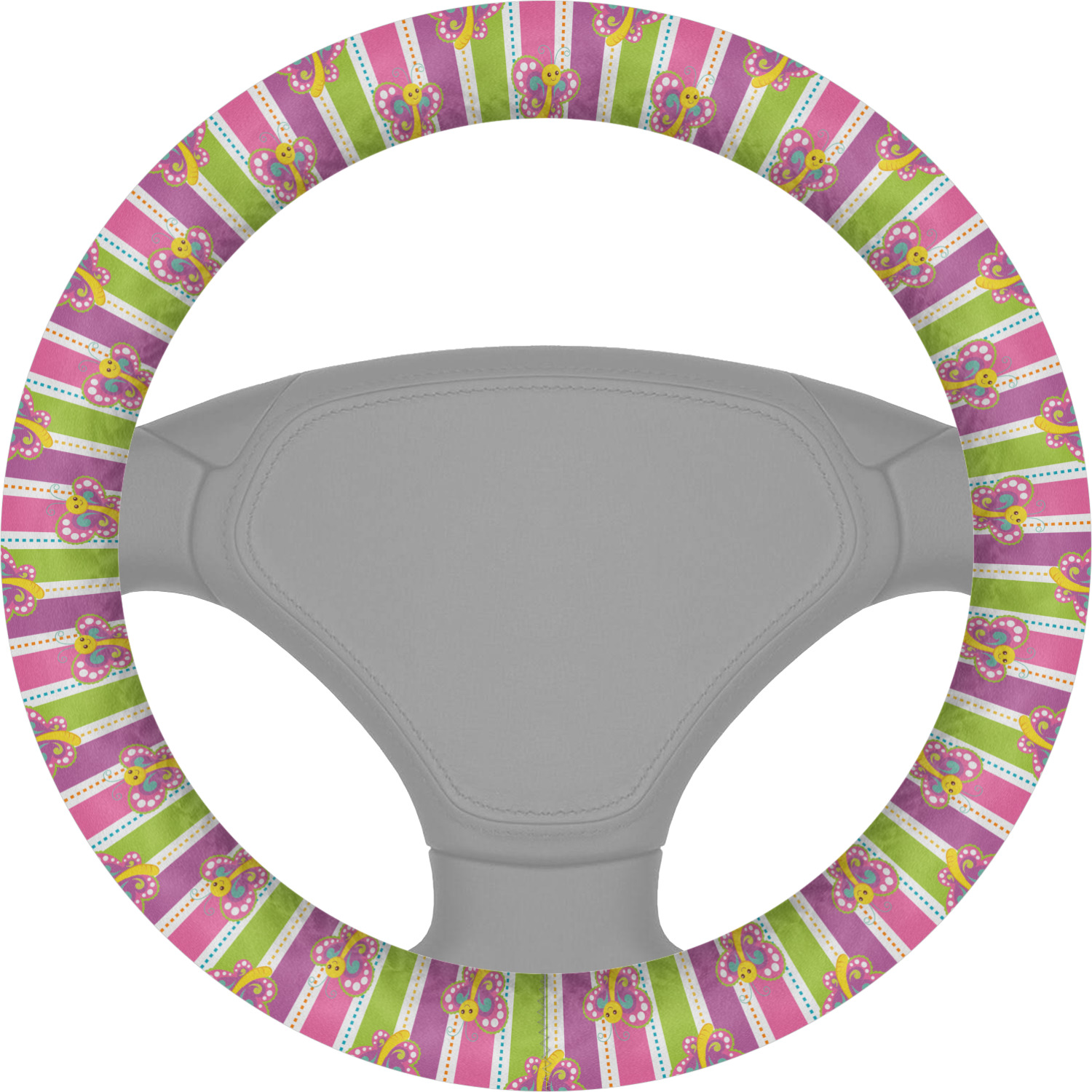 Butterflies & Stripes Steering Wheel Cover (Personalized) YouCustomizeIt