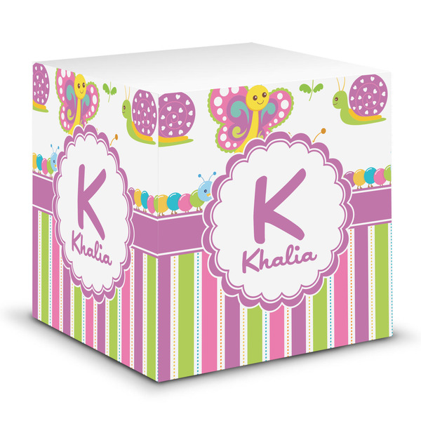 Custom Butterflies & Stripes Sticky Note Cube (Personalized)