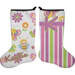 Butterflies & Stripes Holiday Stocking - Double-Sided - Neoprene (Personalized)