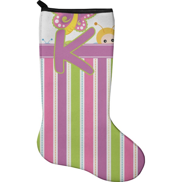 Custom Butterflies & Stripes Holiday Stocking - Single-Sided - Neoprene (Personalized)