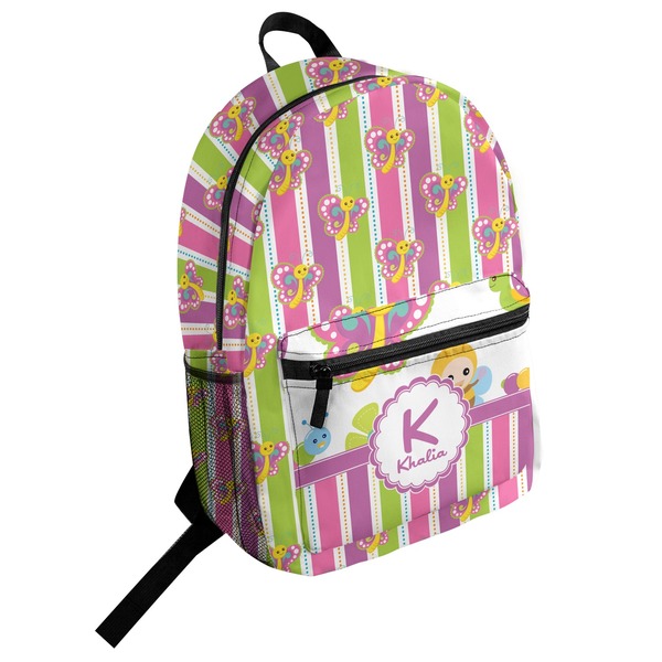 Custom Butterflies & Stripes Student Backpack (Personalized)