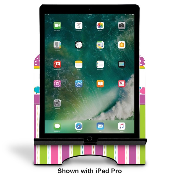 Butterflies & Stripes Stylized Tablet Stand - Front with ipad