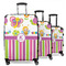 Butterflies & Stripes 3 Piece Luggage Set - 20" Carry On, 24" Medium Checked, 28" Large Checked (Personalized)