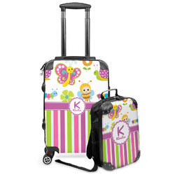 Butterflies & Stripes Kids 2-Piece Luggage Set - Suitcase & Backpack (Personalized)