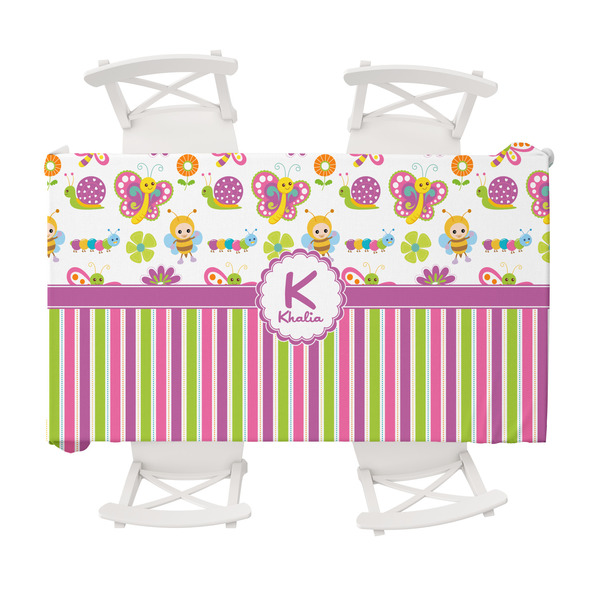 Custom Butterflies & Stripes Tablecloth - 58"x102" (Personalized)