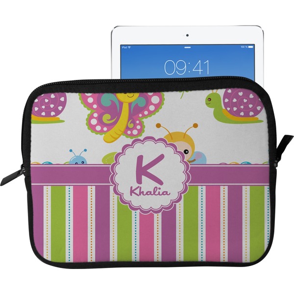 Custom Butterflies & Stripes Tablet Case / Sleeve - Large (Personalized)