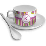Butterflies & Stripes Tea Cup - Single (Personalized)
