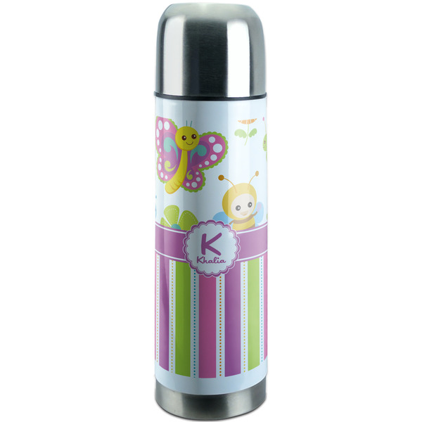 Custom Butterflies & Stripes Stainless Steel Thermos (Personalized)