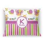Butterflies & Stripes Rectangular Throw Pillow Case (Personalized)