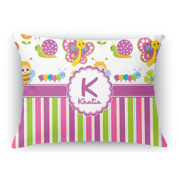 Custom Butterflies & Stripes Rectangular Throw Pillow Case (Personalized)