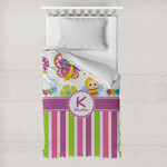 Butterflies & Stripes Toddler Duvet Cover w/ Name and Initial
