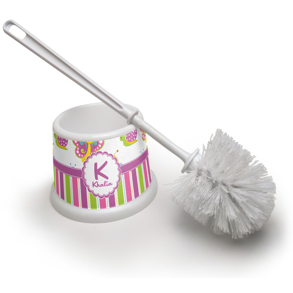 Custom Butterflies & Stripes Toilet Brush (Personalized)