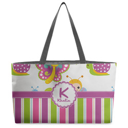 Butterflies & Stripes Beach Totes Bag - w/ Black Handles (Personalized)