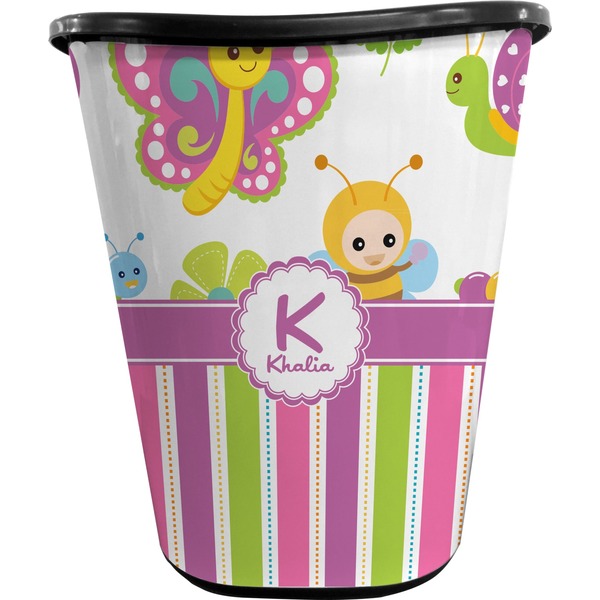 Butterflies & Stripes Waste Basket (Black)