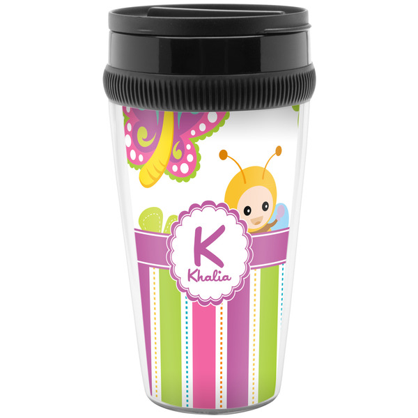 Custom Butterflies & Stripes Acrylic Travel Mug without Handle (Personalized)