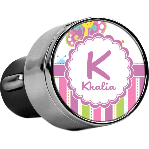 Custom Butterflies & Stripes USB Car Charger (Personalized)
