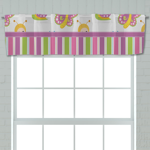 Butterflies & Stripes Valance - Closeup on window