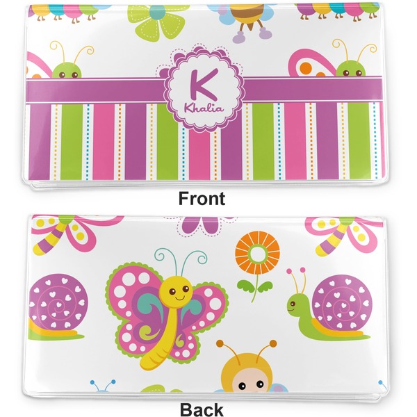 Butterflies & Stripes Vinyl Check Book Cover - Front and Back