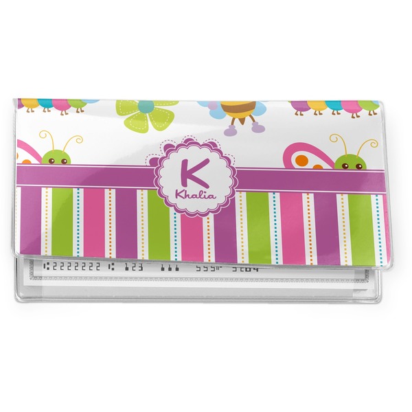 Custom Butterflies & Stripes Vinyl Checkbook Cover (Personalized)