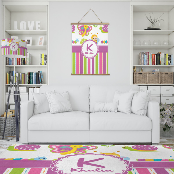 Butterflies & Stripes Wall Hanging Tapestry - Portrait - IN CONTEXT