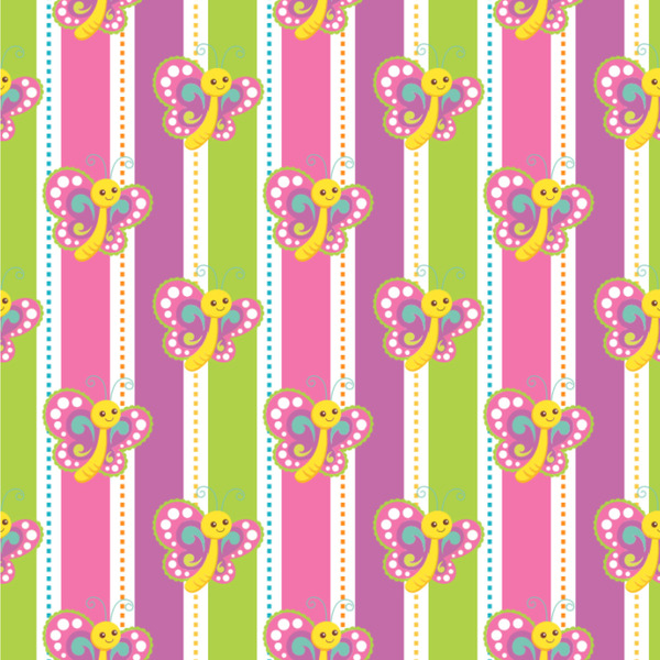 Custom Butterflies & Stripes Wallpaper & Surface Covering (Water Activated 24"x 24" Sample)