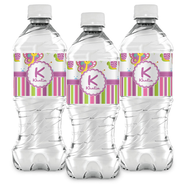 Butterflies & Stripes Water Bottle Labels - Front View