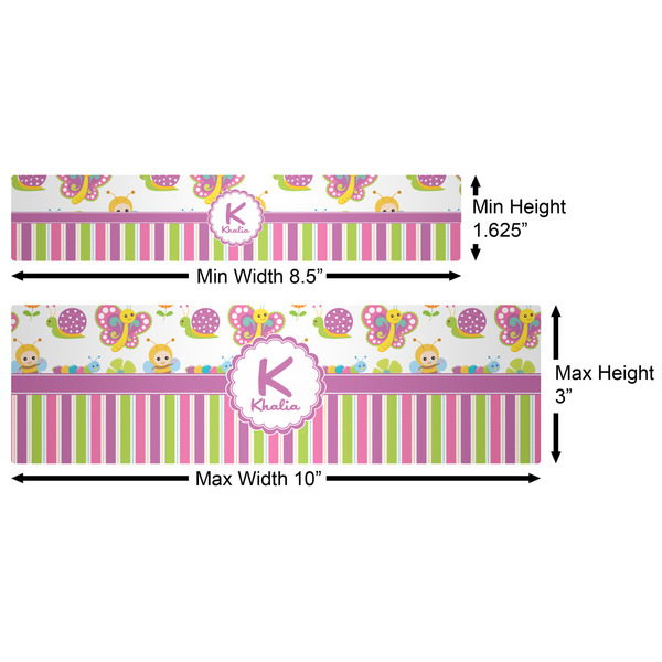 Butterflies & Stripes Water Bottle Labels w/ Dimensions