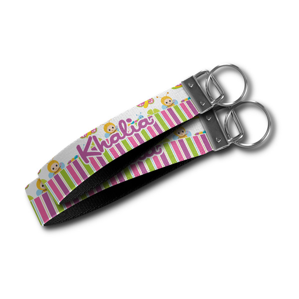 Butterflies & Stripes Webbing Keychain FOBs - Size Comparison