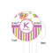 Butterflies & Stripes White Plastic 4" Food Pick - Round - Single Sided - Front & Back