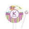 Butterflies & Stripes 5.5" Round Plastic Stir Sticks - White - Single Sided (Personalized)