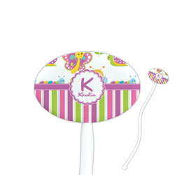 Butterflies & Stripes Oval Plastic Stir Sticks (Personalized)