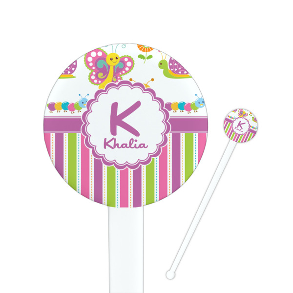 Custom Butterflies & Stripes Round Plastic Stir Sticks (Personalized)