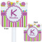 Butterflies & Stripes White Plastic Stir Stick - Double Sided - Approval