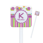 Butterflies & Stripes Square Plastic Stir Sticks (Personalized)