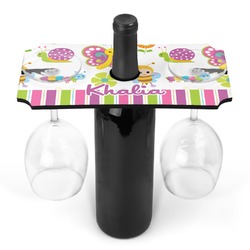 Butterflies & Stripes Wine Bottle & Glass Holder (Personalized)