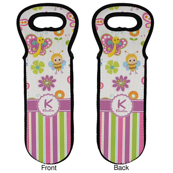 Butterflies & Stripes Wine Tote Front & Back