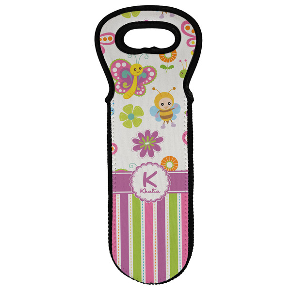Custom Butterflies & Stripes Wine Tote Bag (Personalized)