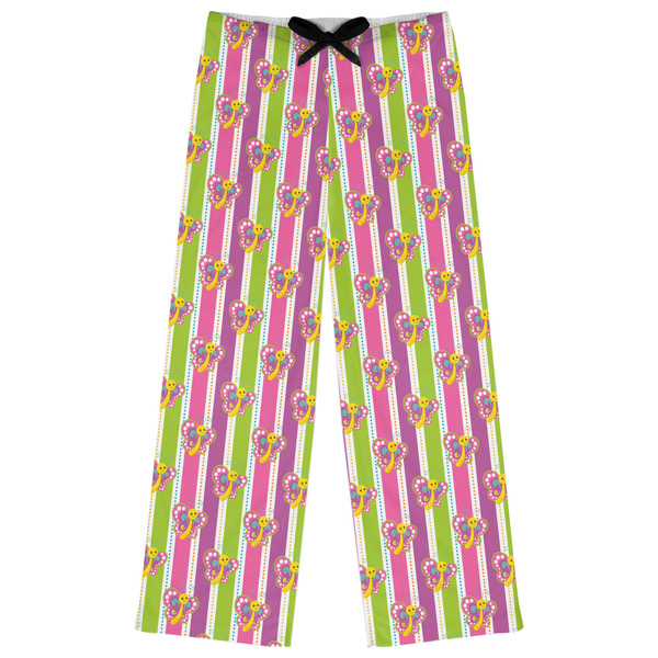 Custom Butterflies & Stripes Womens Pajama Pants - L